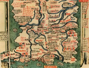 Mapa de Gran Bretaña de Matthew Paris, c. 1250, 1944