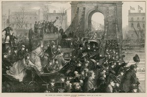La carrera de botes de Oxford y Cambridge: Puente de Hammersmith el día de la carrera de Matthew White Ridley