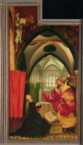 La Anunciación del Retablo de Isenheim, ala izquierda, c.1512-16 de Matthias (c.1480 1528) Grunewald