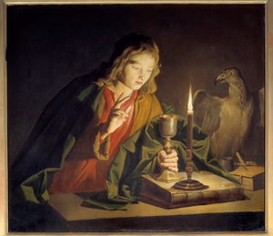 San Juan Evangelista. Pintura de Mathias Stomer (1600-1650) de Matthias (c.1600 p.1650) Stomer
