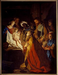 La adoración de los Reyes Magos de Matthias (c.1600 p.1650) Stomer