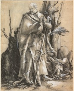 Santo barbudo con bastón, c. 1516
