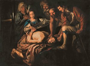 La decapitación de San Juan Bautista, ca 1640-1645 de Matthias Stomer