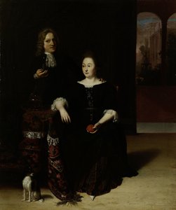 Retrato de una mujer y un hombre en un interior de Matthias Wulfraet