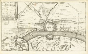 Beleg van Bonn, 1703 Plano de la Ciudad de Bonne y el Fuerte de Borgoña (...) (título sobre objeto) de Matthijs Pool (possibly)