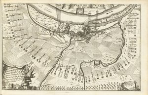 Asedio de Keizersweerd, 1702 Plan de la Ville de Keyserswert (título del objeto) de Matthijs Pool (possibly)