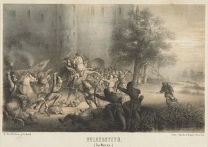 Bulgersteyn asediada por los normandos, hacia 810 Bulgersteyn (Los noruegos) (título sobre objeto) de Matthijs Willem Gerardus Michielsen