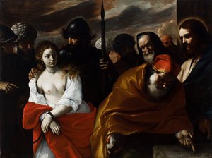 Cristo y la mujer sorprendida en adulterio de Mattia Preti