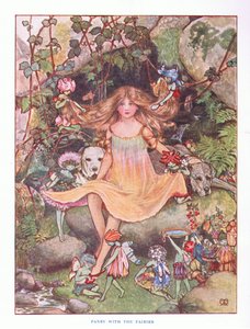 Pensamiento con las hadas, ilustración de Los Cuentos de Hadas de Lady Ann, 1914 de Maud Tindal Atkinson