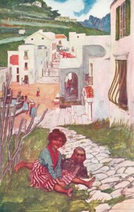 Una calle de Ravello (litografía en color)