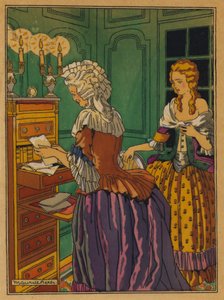Ilustración para Les Liaisons Dangereuses de Choderlos De Laclos (litografía en color) de Maurice Berty