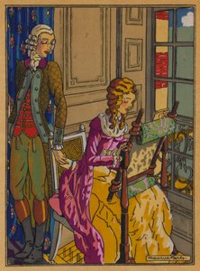 Ilustración para Les Liaisons Dangereuses de Choderlos De Laclos (litografía en color) de Maurice Berty