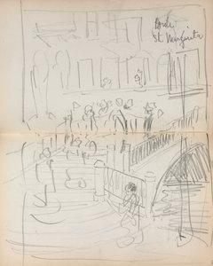 Cuaderno de bocetos italiano: Puente St. Margarita página 67 y 68, 1898-1899 de Maurice Brazil Prendergast