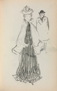 Cuaderno de bocetos italiano: Mujer y hombre de pie página 125 de Maurice Brazil Prendergast