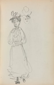 Cuaderno de bocetos italiano: Mujer de pie, página 52, 1898-1899 de Maurice Brazil Prendergast