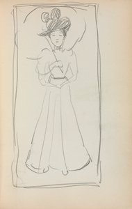 Cuaderno de bocetos italiano: Mujer de pie con parasol página 233, 1898-1899 de Maurice Brazil Prendergast