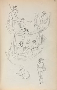 Cuaderno de Bocetos Italiano: Dos Góndolas con figuras, 1898-1899 de Maurice Brazil Prendergast