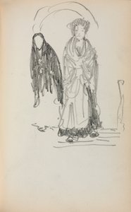 Cuaderno de bocetos italiano: Dos mujeres de pie página 123, 1898-1899 de Maurice Brazil Prendergast