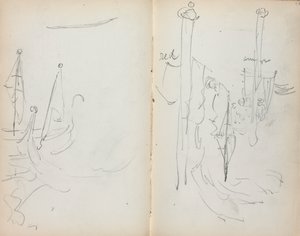 Cuaderno de bocetos italiano: Vista del puerto veneciano página 33 y 34, 1898-1899 de Maurice Brazil Prendergast