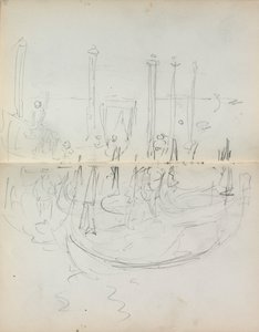 Cuaderno de bocetos italiano: Vista del puerto veneciano página 37 y 38 de Maurice Brazil Prendergast