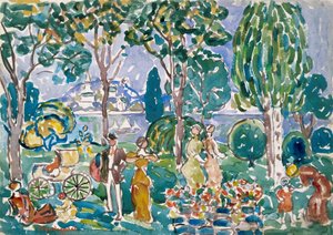 The Park, Salem (acuarela sobre lápiz sobre papel) de Maurice Brazil Prendergast