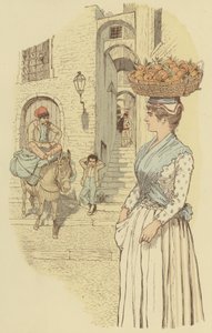 Vida callejera en los estrechos callejones del casco antiguo de San Remo, Italia de Maurice Charles Mathieu Bonvoisin