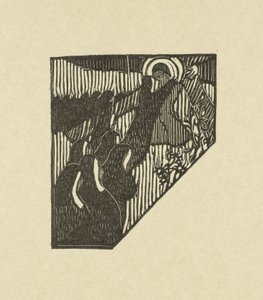 Ilustración que representa a Cristo y las monjas que llevan la cruz con un poema en la colección de poesía Sagesse de Paul Verlaine Deux nouveau bois pour Sagess de Paul Verlaine L