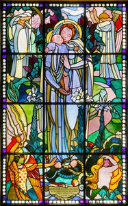 Museo Maurice Denis, Saint Germain en Laye, Francia, Maurice Denis, Virgen y niño en vidrieras (vidrieras) de Maurice Denis