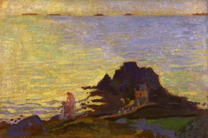 Madre e hijo sobre un saliente rocoso de Maurice Denis