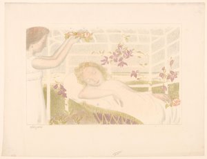 Una niña dormida recibe una guirnalda de flores
Allégorie (título del objeto)
Representaciones del amor (título de la serie)
Amour (título de la serie)