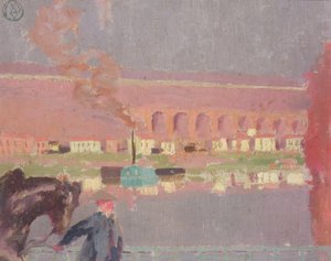 Viaducto de Pecq, visto desde el antiguo puente de Pecq, c.1898 (pintura) de Maurice Denis