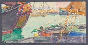 Barcos en un canal de Maurice Guilbert