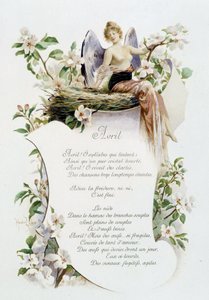 Avril “La Chanson du mois” por Jérôme Doucet, ilustración - Maurice Leloir, ed. Reims 1904. L. Michaud de Maurice Leloir