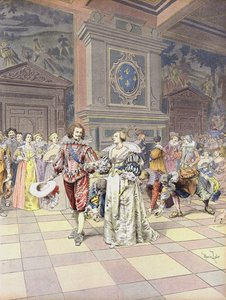 George Villiers, primer duque de Buckingham en la Corte en Francia de Maurice Leloir