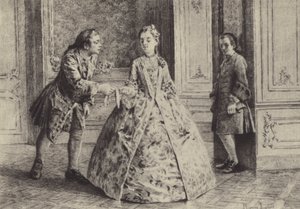 Ilustración para el Libro III de Les Confessions de Jean-Jacques Rousseau (grabado) de Maurice Leloir