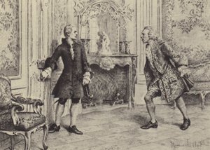 Ilustración para el Libro VII de Las Confesiones de Jean-Jacques Rousseau de Maurice Leloir