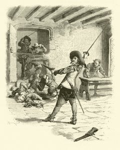 Ilustración de Los Tres Mosqueteros de Maurice Leloir