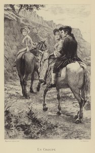 Jean-Jacques Rousseau y dos jóvenes haciendo un viaje a caballo de Maurice Leloir