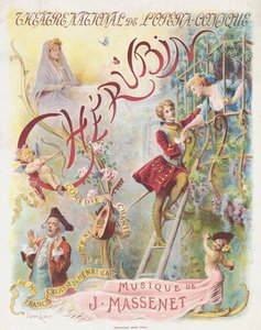 Cartel de estreno de la ópera Chérubin de Jules Massenet de Maurice Leloir