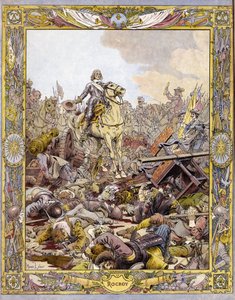 Príncipe Luis II de Borbón Condé (Bourbon-Conde), conocido como el Gran Condé (1621-1686), Duque de Enghien saludando el cadáver del Conde de Fontaine en la Batalla de Rocroi contra los españoles, 19 de mayo de Maurice Leloir
