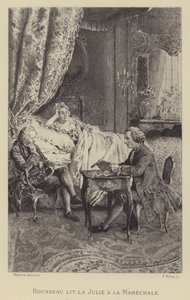Rousseau leyendo su novela Julie a la Mariscala de Maurice Leloir