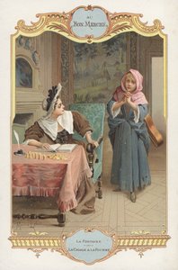 Escena de la fábula de Jean de la Fontaine La Cigarra y la Hormiga (La Hormiga y la Cigarra) de Maurice Leloir