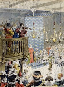 El baile en la corte (bajo Luis XIII) - en “Richelieu” por Maurice Leloir. de Maurice Leloir