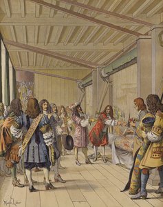 Visita del Rey Luis XIV a Gobelins, Lebrun mostrándole los talleres de Maurice Leloir