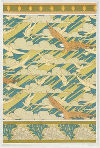 Diseños para borde de papel tapiz Chinche de calabaza, pub. 1897 de Maurice Pillard Verneuil
