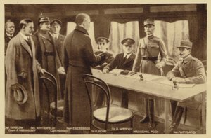 Reunión para firmar el Tratado de Armisticio (litografía) de Maurice Pillard Verneuil