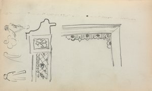 Cuaderno italiano de bocetos: Detalles y figuras arquitectónicas (página 199) de Maurice Prendergast