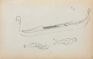 Cuaderno de bocetos italiano: Góndola y dos gondoleros (página 14) de Maurice Prendergast