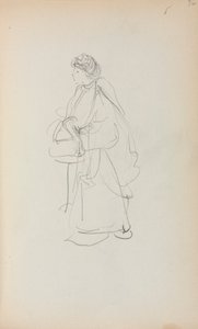 Cuaderno de bocetos italiano: Mujer de pie con una cartera en la mano (página 56) de Maurice Prendergast