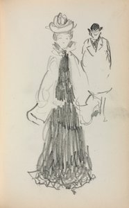 Cuaderno de bocetos italiano: Mujer y hombre de pie (página 125) de Maurice Prendergast
